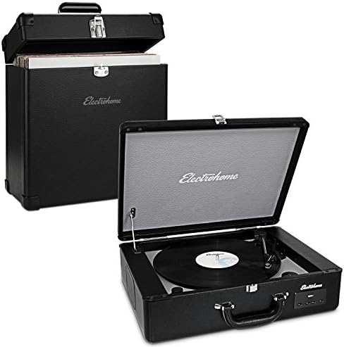 Electrohome Vinyl Record Player Classic Turntable with Built-in Speakers, Headphone Jack with BONUS Vinyl Carrying Case