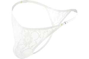 JOCKLAND Mens Lace Thong Sexy Low Rise T-back G-string with Adjustable Stretch Waistband Comfortable Men's Thong Underwear