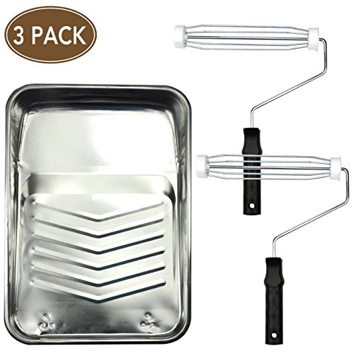 3 piece 9 inch heavy duty metal paint roller tray,paint…