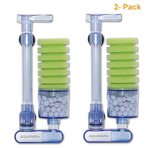 Aquapapa Multi Layer Filter Media Biochemical Sponge Filter for Betta Fry Aquarium Fish Tank Up to 25 Gallon (2-Pack)
