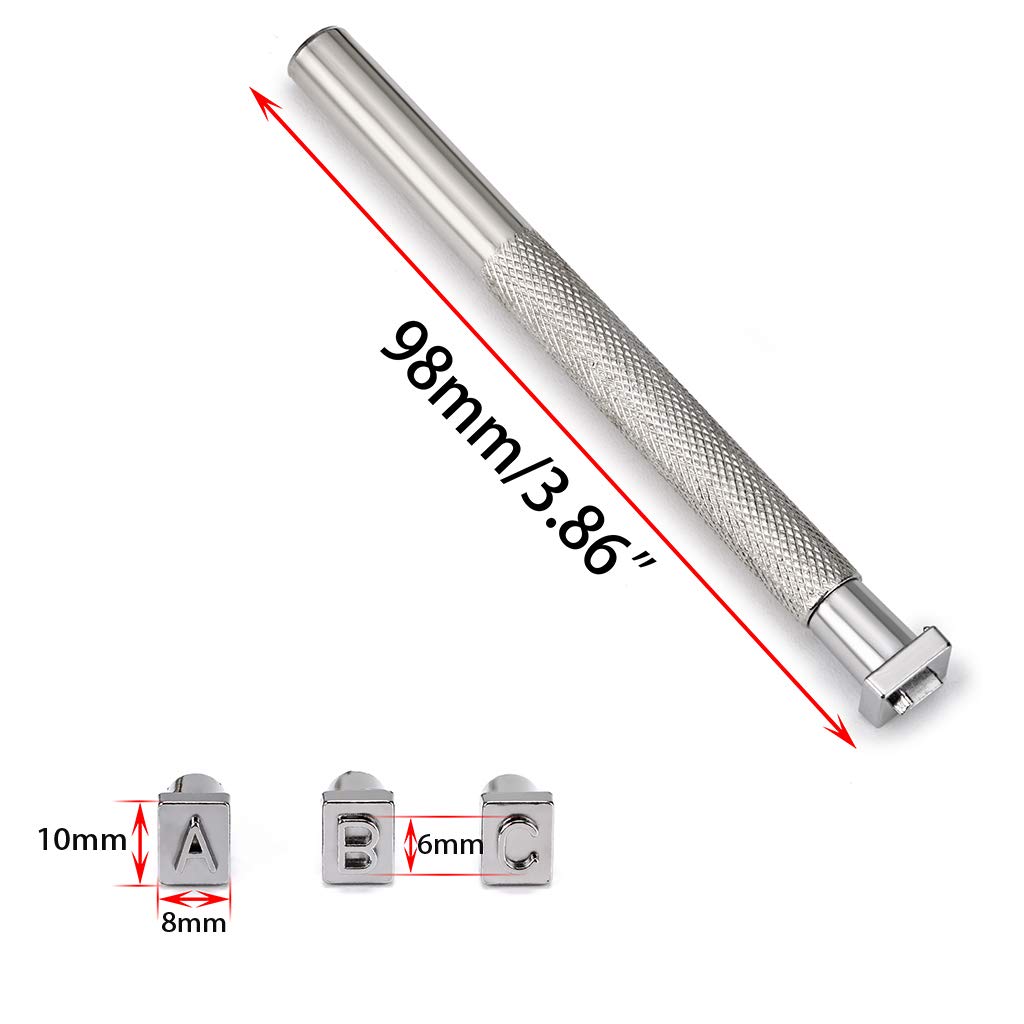 OwnMy Capital Letters and Numbers Stamp Set, 1/4” / 6mm Alphabet Stamp Tools Set Leather Craft Stamping Tools Leather Art Craft Tool (6mm - 36pcs)