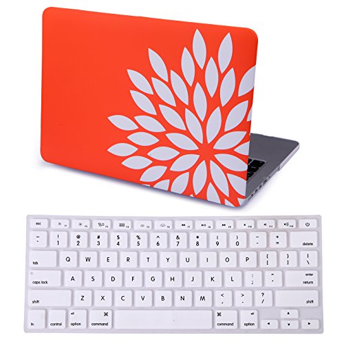HDE Case with Keyboard Skin for 13-inch MacBook Pro Retina (No CD Rom 2012-2015) Lightweight Hardshell Protective Cover fits Old MacBook Pro 13 Models A1425 / A1502 (Coral Flower Petals)