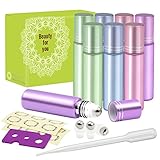 Pack of 8, 10ml Glass Roll on Bottles with Stainless Steel Roller Balls for Essential Oil- Include 3 Extra Roller ball, 12 Pieces Labels, Essential Oils Opener, 1ml Dropper