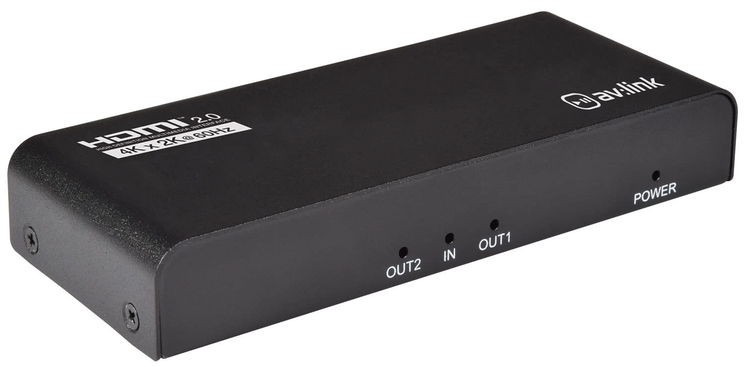 AV:Link | 4K HDMI Splitter Easily Connect a Single HDMI Source to Multiple Displays at One Time | 1 in 2 Out