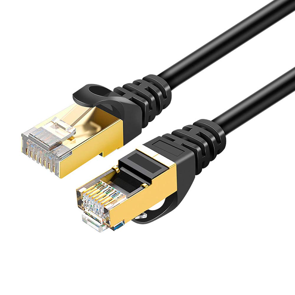 Eono Cat 7 Ethernet Cable, Cat7 Gigabit Lan Network RJ45 High-Speed Patch Cord Flat 10Gbps 600Mhz/s SFTP Internet Cable for Xbox,PS4,PS3,Modem,Router,LAN,Switch (Black, 5M/16FT)