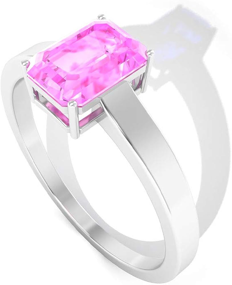 1.1 Karat Rosa Labor erstellt Stein Solitär Ring, Achteck Form