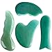 Top Plaza Gua Sha Scraping Massage Tool 100% Hand Made Natural Green Aventurine Jade Guasha Board SPA Acupuncture Therapy Massage Stones-Set of 4