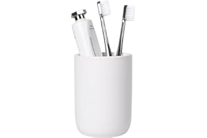 BosilunLife Ceramic Toothbrush Holder - 12Oz Bathroom Toothbrush Holder White Tooth Brush Holders Tumbler Cups Reusable Toothbrush Mouthwash Cup Small Toothbrush and Toothpaste Holder