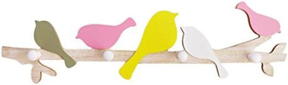 UWSZZ Creative rural birds hook wooden wall decoration hooks door wall-mounted hook coat rack-bedroom walls Pink bird