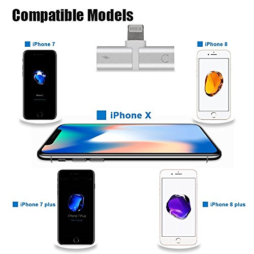 ProTVSolutions Adapter Lightning Compatible with iPhone 11 Pro/X/XR/XS/XSmax/8/7/6/6s Plus,Charging Cables Headphones Charger Splitter Adapter iPhone Headphone Jack Silver - Thumbnail 5
