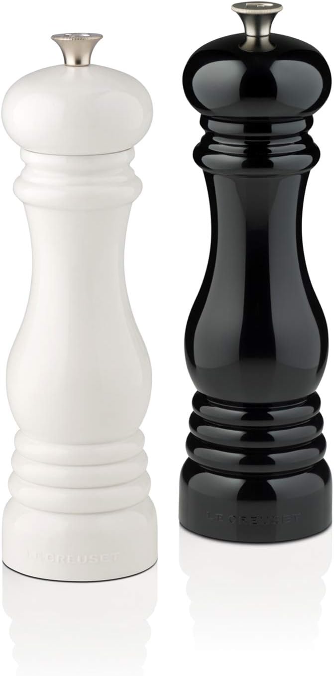 Le Creuset Salt and Pepper Mill Set, Black and White