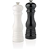 Le Creuset Salt and Pepper Mill Set, 8" x 2 1/2" each, Black & White