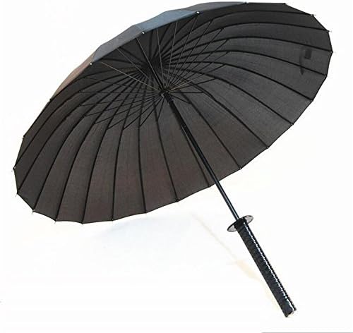Creative Windproof Large Samurai Sword Katana Rainny &amp; Sunny Umbrella Auto Open &amp; Manual Close Black (24 Ribs)