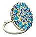 Ivenf Blue Floral Antique Flower Round Vintage Compact Metal Purse Mirror, Wedding/Thanksgiving