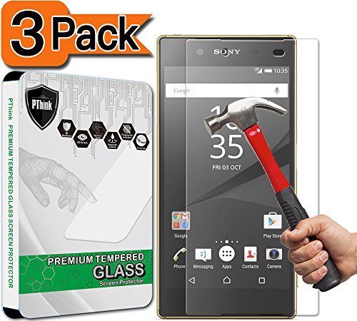 [3-Pack] Xperia Z5 Premium Screen Protector, PThink [Tempered Glass][9H Hardness][Anti-Scratch][Fingerprint Resistant][Easy-Install] Screen Protector for Sony Xperia Z5 Premium