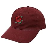 City Hunter C104 Rose Embroidery Cotton Baseball Cap 8 Colors (Burgundy)