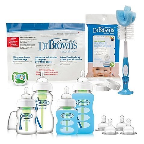 Dr. Brown Glass Bottles Wide Neck Gift Set with Bottle Brush