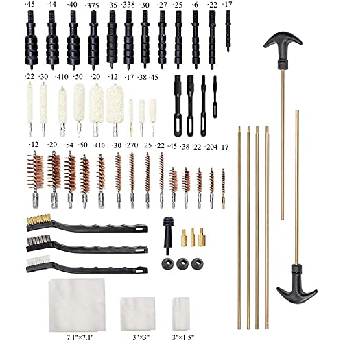 Tochiyoga Universal Gun Cleaning Kit for All Guns, Handgun Hunting Shooting Rifle Pistol Shot Gun Cleaning Kit W/Case Travel Size & Full Brass Rods