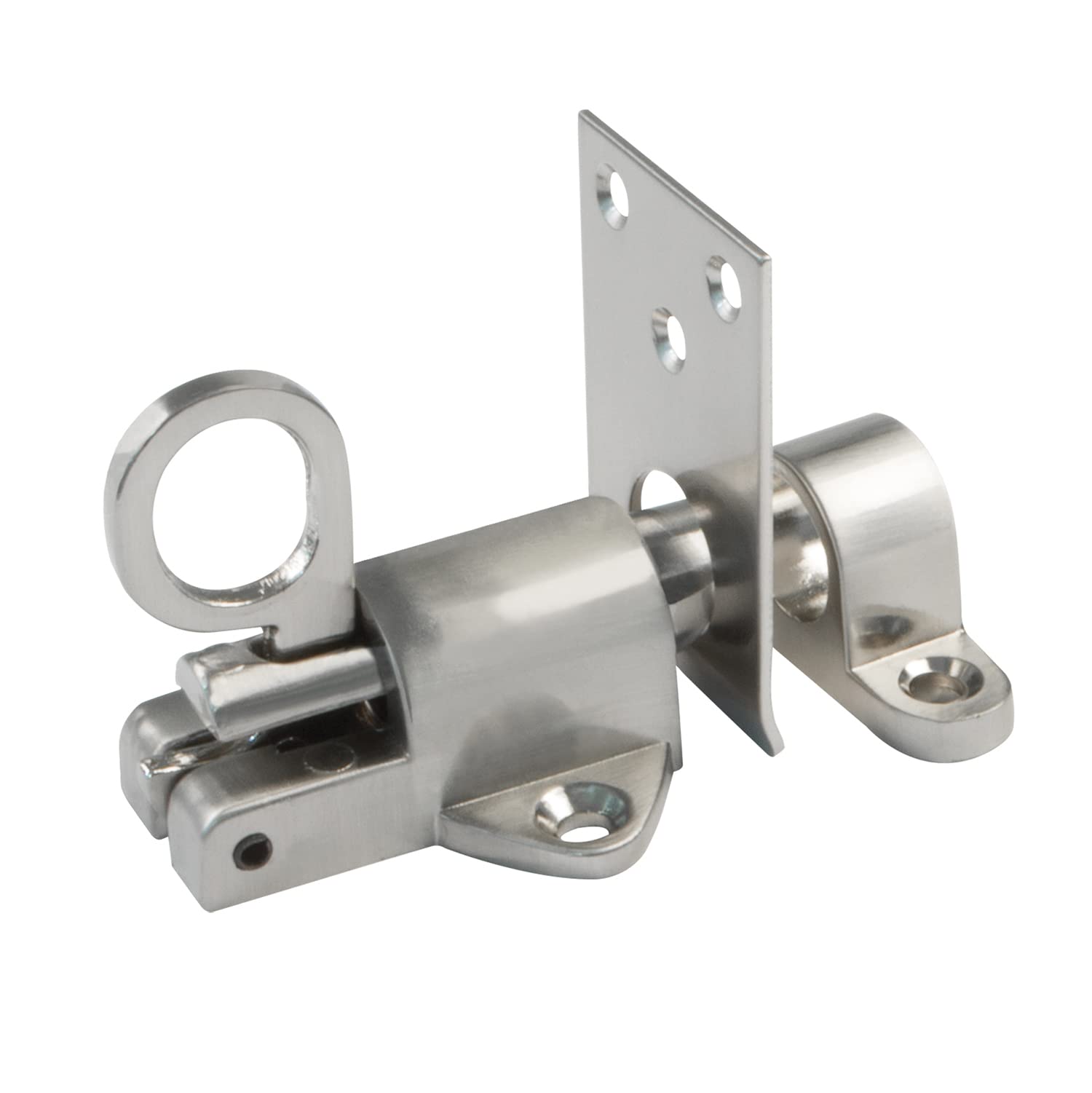 Amig - Overlay Pin for Windows Mod.950 - Bolt Latch Suitable for Horizontal or Vertical Closing - Zamak with Brushed Nickel Finish - Dimensions: 43 x 52 mm - Includes Coach Screws
