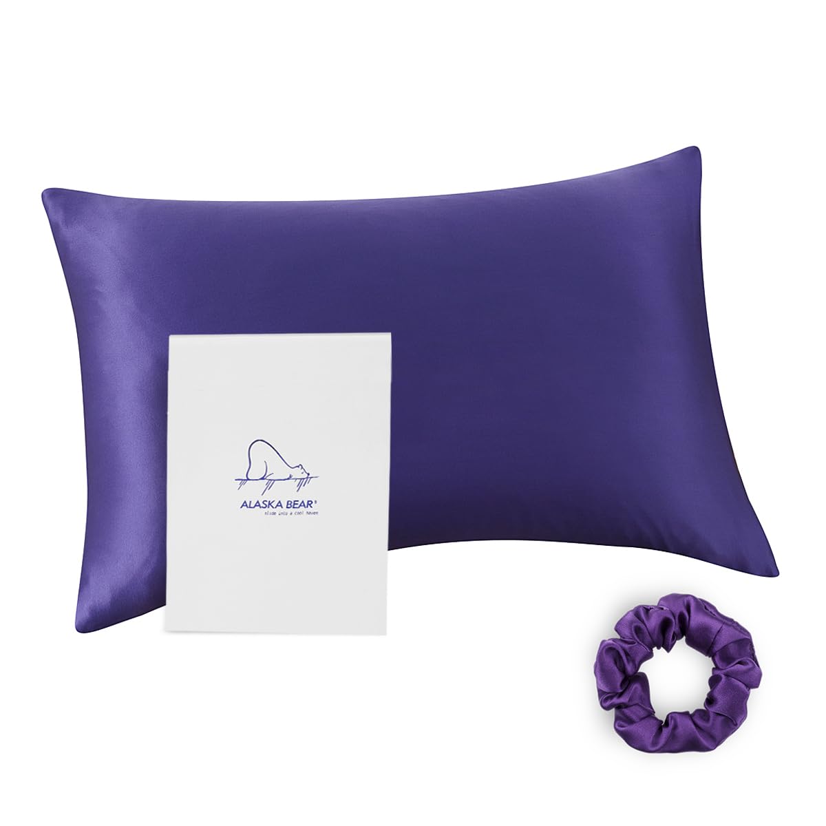 Photo 1 of ALASKA BEAR Silk Pillowcase 100 Percent Mulberry Silk, Queen (1, Vibrant Purple)