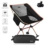 HCcolo 【Upgrade Non-Slip Feet】Camping Chair-Lightweight Folding Camping Backpack Chairs with 300 lbs Capacity,for Outdoor Camp,Travel,Beach, Picnic, Festival, Hiking(Camping Chair only 2 lbs) (Orange)