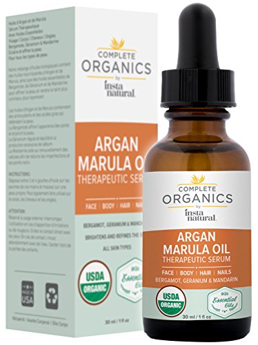 Argan Marula Oil Therapeutic Serum – Concentrated, Botanical Complex that Smooths & adds Moisture to all Skin Types Firming & Purifying from Head to Toe – Complete Organics by InstaNatural - 1 OZ…