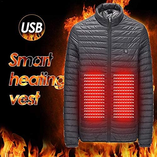 MAOMAOQUEENss Men's Heated Jacket，Hot Electric Heated Man Woman Jacket Vest Waistcoat Warm Coat Feather Clothes Thermal Softshell Jacket Winter Heating Clothes for Cold Outdoor Activities,Black-XXXL
