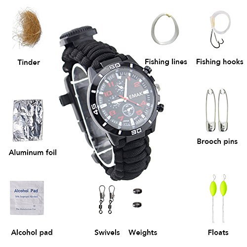 Outdoor Movement Multifunctional Kit Watch Camping For Survival Magnesium Stick Flintstones Umbrella Rope Knitting Emergency Watch Band