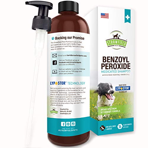 Benzoyl Peroxide Shampoo for Dogs, Cats, Sulfur 16 oz Medicated Dog