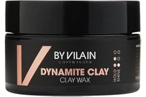 By Vilain Dynamite Clay - Professional Hair Styling Wax Super Strong Hold, Matte Finish For All Hair Types Molding Sculpting Pomade Easy to Style for Fullness & Texture Smoothing & Slick Paste 15ml