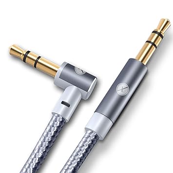 Xmate Force Car Aux Cable Stereo 3.5 mm Male to Male Gold Plated Nylon Braided Aux Audio Cable Stereo Audio Cable for Smartphones, 5 ft (Black)