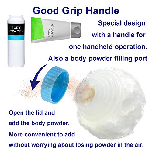 Storage Body Powder Container, Large 3.15" Fluffy Body After-bath Powder Case, Baby Care Face/Body Villus Powder Puff Box, Makeup Cosmetic Talcum Powder Container with Hand Holder (Blue) - Thumbnail 2