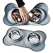 Airisland Stainless Steel Dog Bowl Cat Feeding Station with No Spill No Skid Gray Silicone Mat 24oz Pet Feeder Puppy dishes for Small and Medium Dogs Cats and Pets