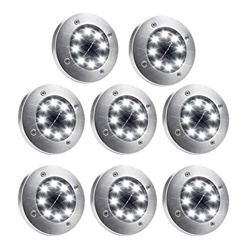 Kanzd 8Pcs 8LED Solar Power Buried Light Under Ground Lamp Outdoor Path Garden Decking (A)