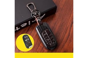 WFMJ Brown Leather Button Paint Plastic Remote Smart 5 Buttons Key Case Cover Skin Holder for Dodge Challenger Dodge Charger 