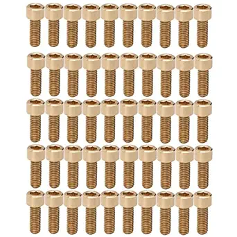Wedinard M6 Screw, Screw Come with Stable Structure Fastener Hardware Pure Copper Material Hex Socket Screw, for Hardware Tools Industrial(M6*16mm)