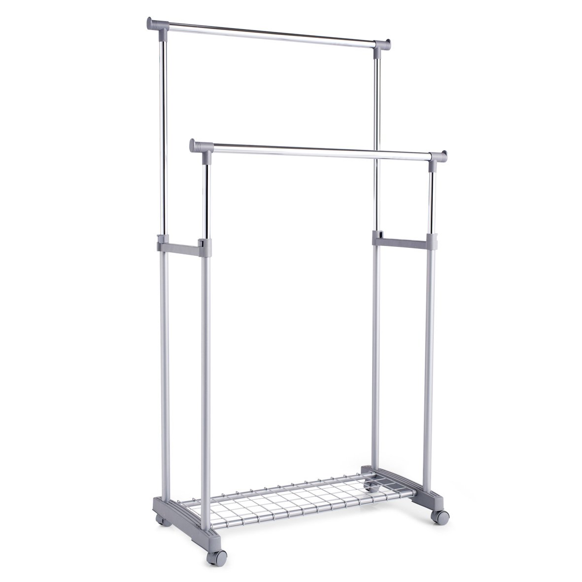 Zeller 17151 2-Piece 83 x 43 x 93.5-170 cm Rolling Clothes Rack