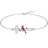 Fenthring Cross Red Cardinal Bracelet for Women Memorial Cardinal Appear When Angels Are Near Cardinal Bracelets Cute Bird Sympathy Jewelry Gifts for Loss of Loved One