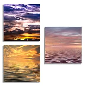 3 Piece Canvas Wall Art for Living Room Bedroom Home Artwork The Beautiful Scenery of Sunset Paintings Ready to Hang - 12"x12"x3 Panels