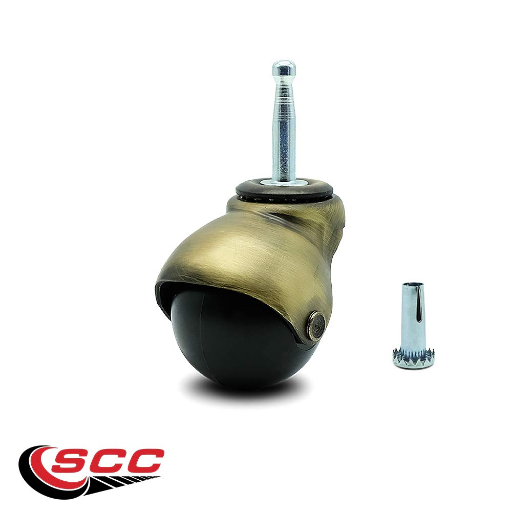 2 Inch Swivel Ball Caster 75 lbs Hooded/Windsor Antique Brass Finish