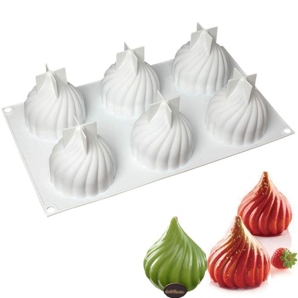 Dubens 6 Holes Onion Spiral Shaped Swirl Wind Art Work Soap Mould Cake Baking French Dessert Chocolate Tool Making Handmade Soap Silicone Moulds