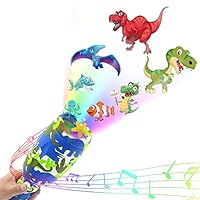 weird tails Dinosaur Lights Projector Toy Kids LED Projector Flashlight with Music Dinosaur Starry Ocean Light Show and Educational Toy for Kids (Green+Blue)