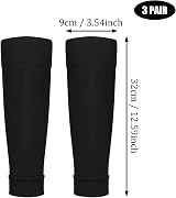 SYEYCW 3 Pairs Kids Shin Guards Sleeves Elastic Football Socks Black 32x9cm view 2