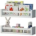 Wallniture Set of 2 Nursery Room Wood Floating Wall Shelves White