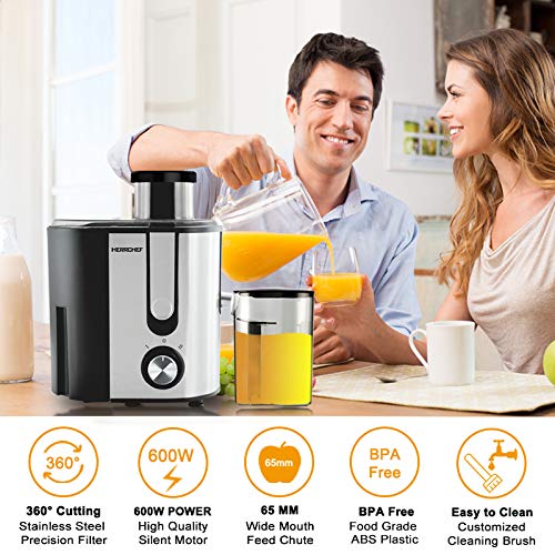 Centrifugal Juicer Machine, HERRCHEF 600W Compact Juice Extractor, BPA