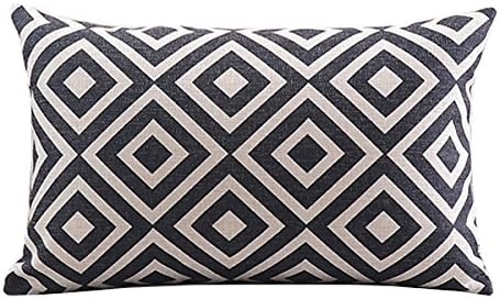 Prettypillow Cotton Linen Decorative Throw Pillow Set Cushion With Insert Classic Argyle Pattern Black Rectangle 12" * 20"