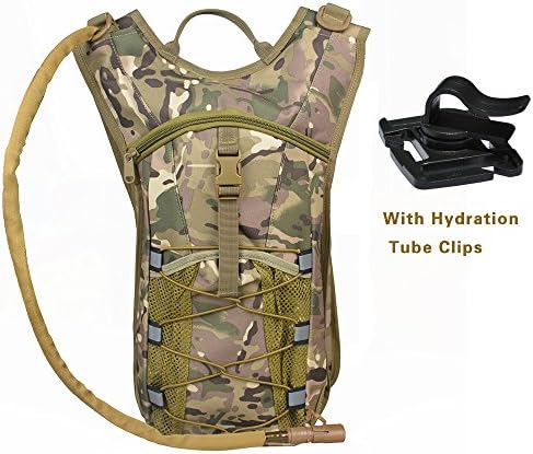 Camouflage Tactical Hydration Pack Military 2.5L Camel Army Backpack Tasteless Bag Water Bladder Assault Insulation Waterproof Bottle Pouch for Cycling Travel Hiking Mochila Bag (CP, 2.5L)