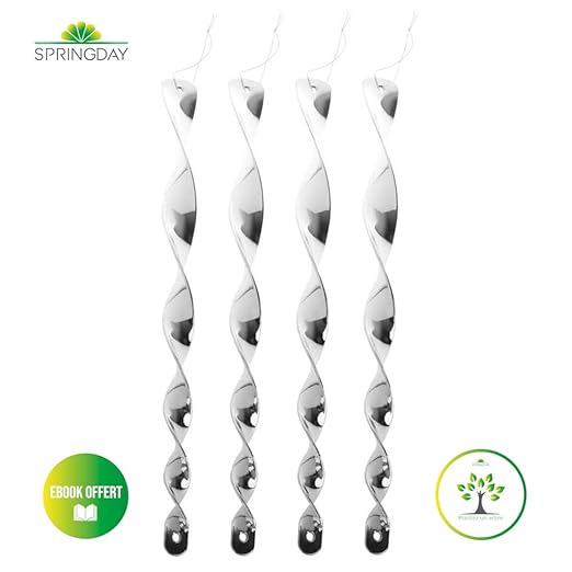 Springday - 4 espirales repelentes de pájaros Reflectantes para ...