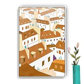 Framed Canvas Wall Art for Living Room, Bedroom Abstract House Canvas Prints for Modern Home Decoration Ready to Hang - 16"x24" inches