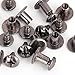 Round Flat Head Chicago Screws Buttons for Leather Crafting, 1/4 Inches (6mm) Repair Screw Post Fastener, Metal Nail Rivet Studs, Black Gunmetal, 30 Sets, Diameter 5/16 Inches (8mm)
